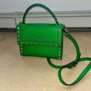Michael Kors MK Green Saffiano Leather Crossbody Bag